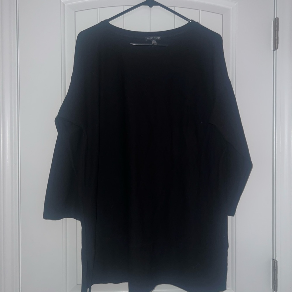EILEEN FISHER Stretch Jersey Knit Crew Neck Long Sleeve Tunic Top Size M